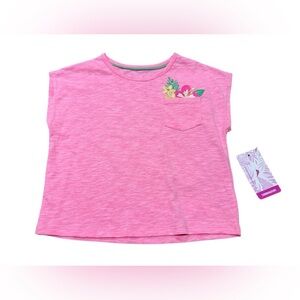 Tommy Bahama Girl’s Size Small 5/6 Hot Pink Crop Top Tee Embroidered Pocket New